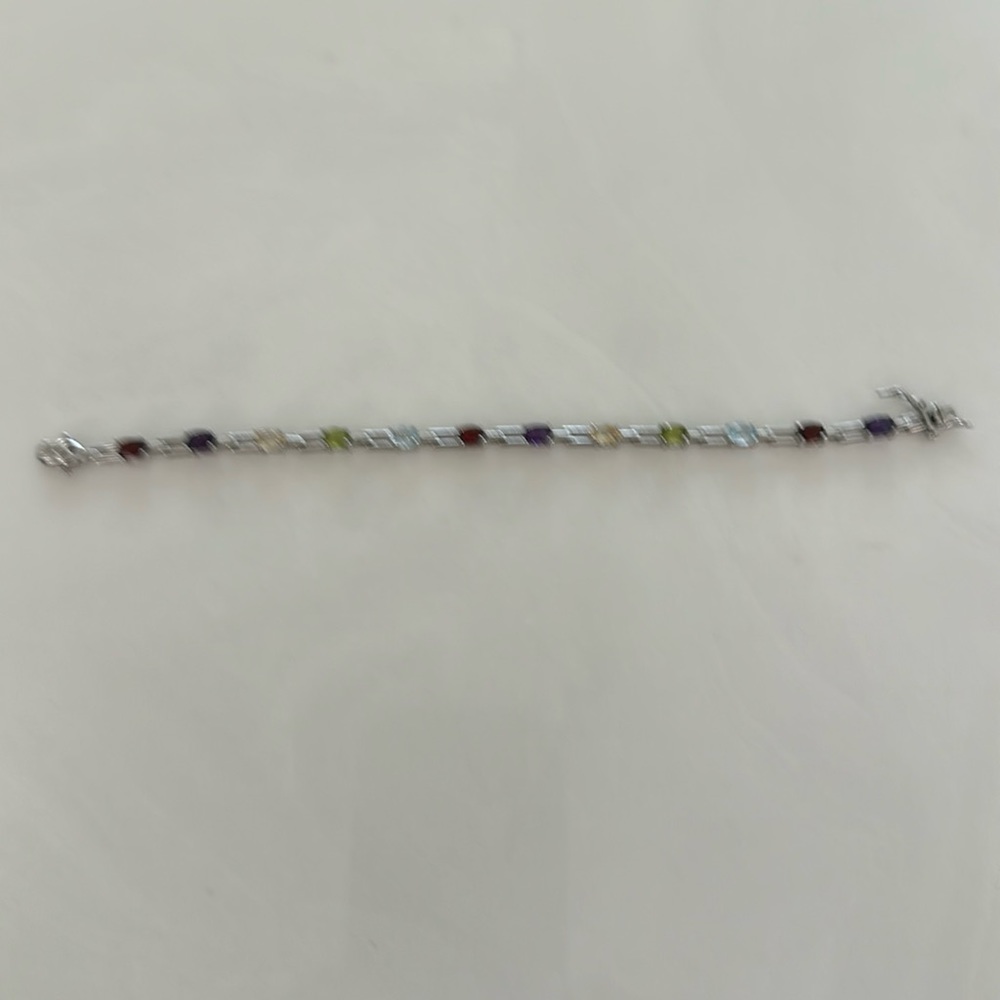 Six inch gemstone bracelet, sterling silver